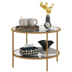 Beistelltisch, modernes Design, 2 Etagen, ?60x43H cm, Goldton