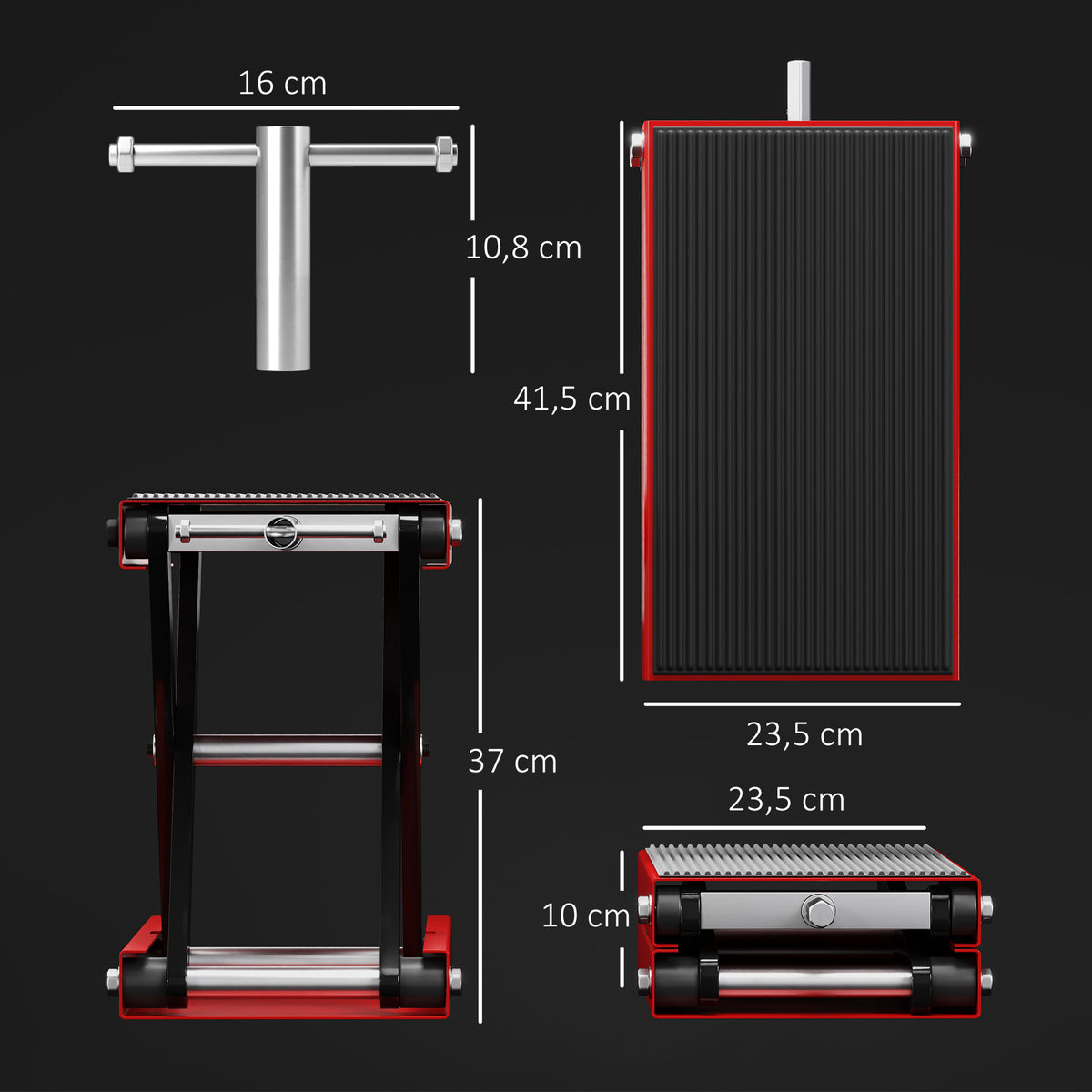 500KG Motorcycle Lift Scissor Jack, Height Adjustable Motorbike Stand with Anti-Slip Wide Deck, Heavy Duty Steel Motorbike Repair Lift Hoist Stand for Home Garage, Red