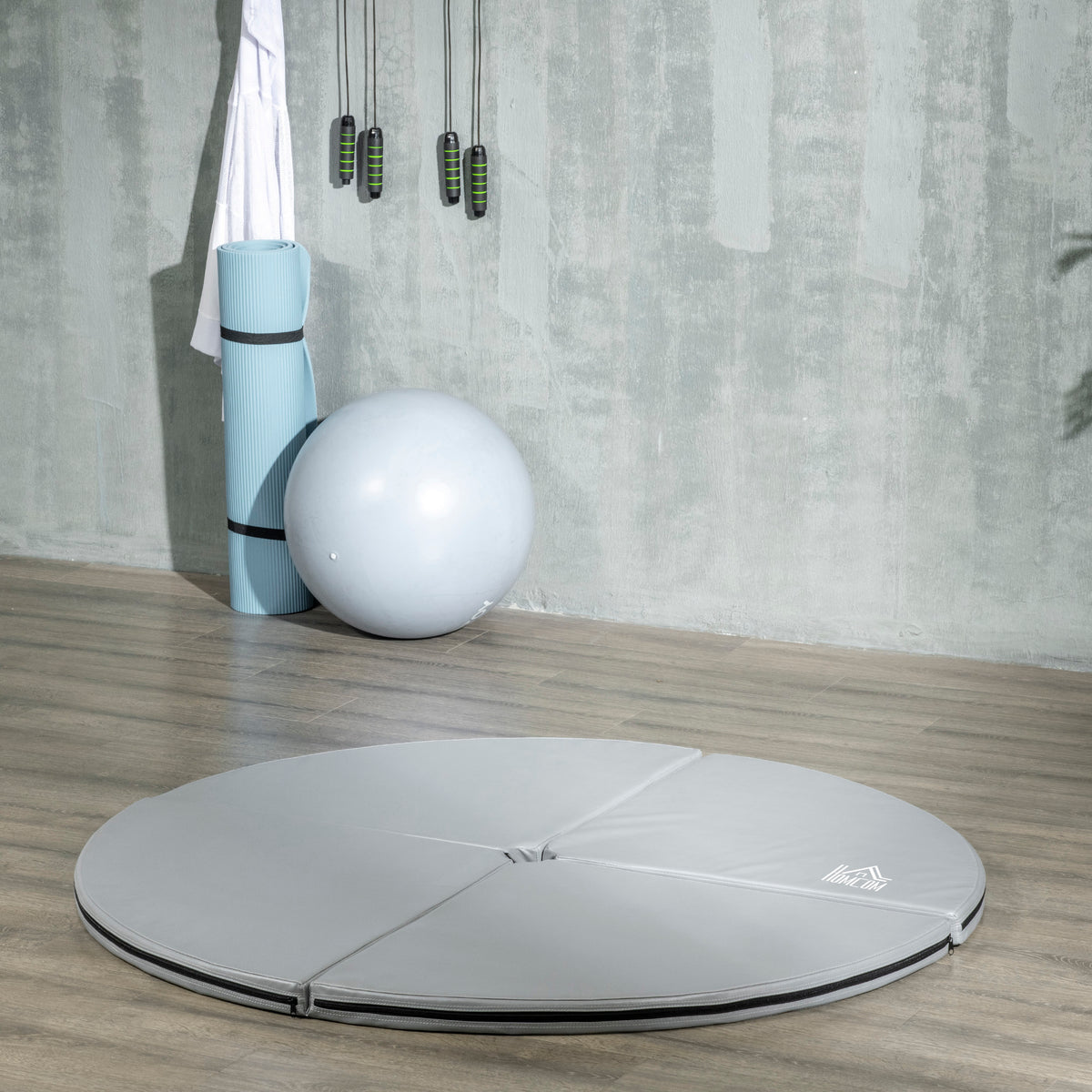 Pole-Dance-Matte, 5 cm dicke runde Kunststoff-Matte f¨¹r Pole-Dance-¨¹bungen, Gymnastik, Yoga, Hellgrau