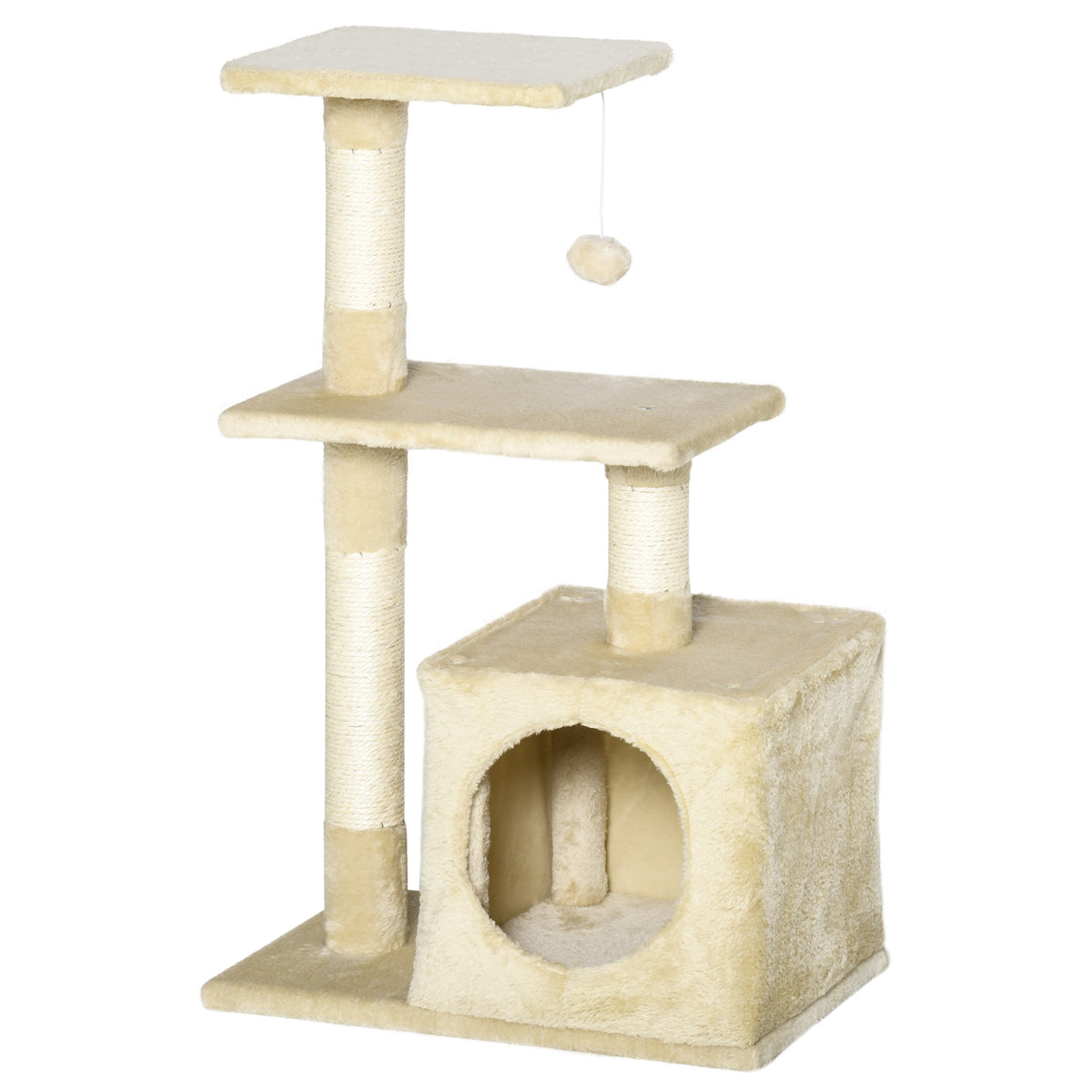  Kratzbaum mit Sisal Katzenbaum Kletterbaum Katzenmöbel Kratzbrett mit weichem Plüsch Katzenspielzeug stabil E1-Klasse Spanplatte Beige 50 x 30 x 81,5 cm