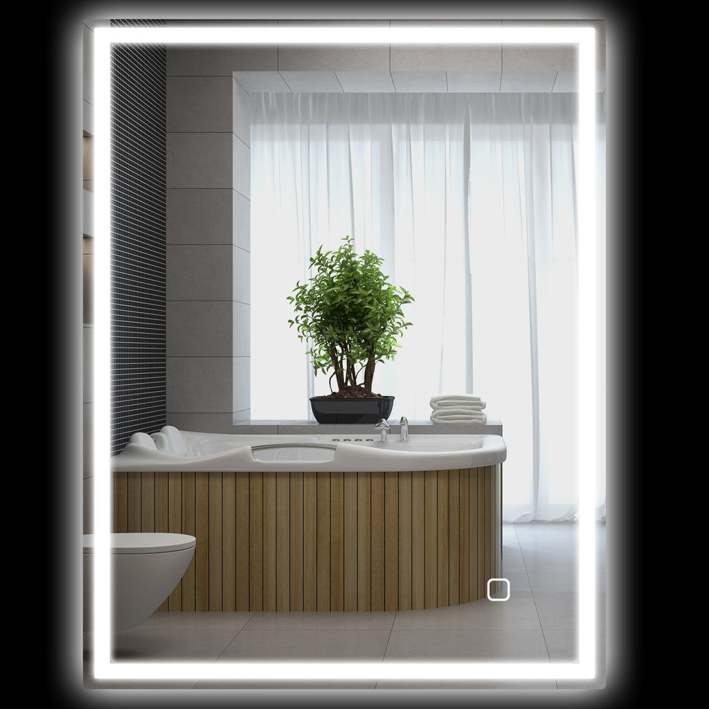 90 x 70cm LED Bathroom Mirror with Lights, Dimmable Makeup Mirror, Vanity Mirror with 3 Colour, Smart Touch, Anti-Fog
