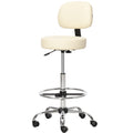 Barhocker, Gepolstert Barstuhl mit Metallgestell, Lehne, aus Kunstleder, Höhenverstellbar Küchenstühle mit Fußstütze 360° Drehbar Tresenhocker für Küche, Wohnzimmer, Esszimmer Beige
