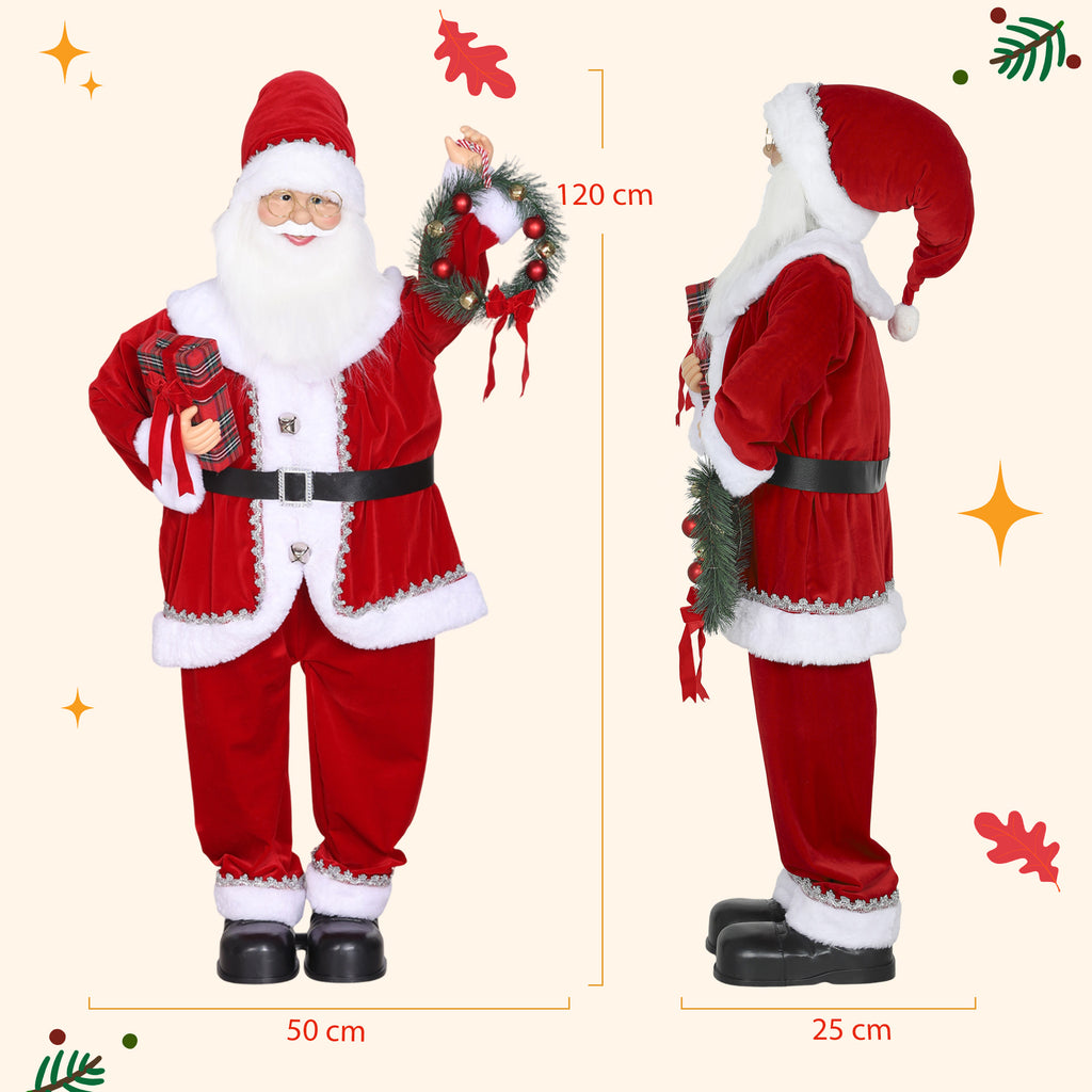 Dancing Santa Claus with Gift and Wreath, Play Music