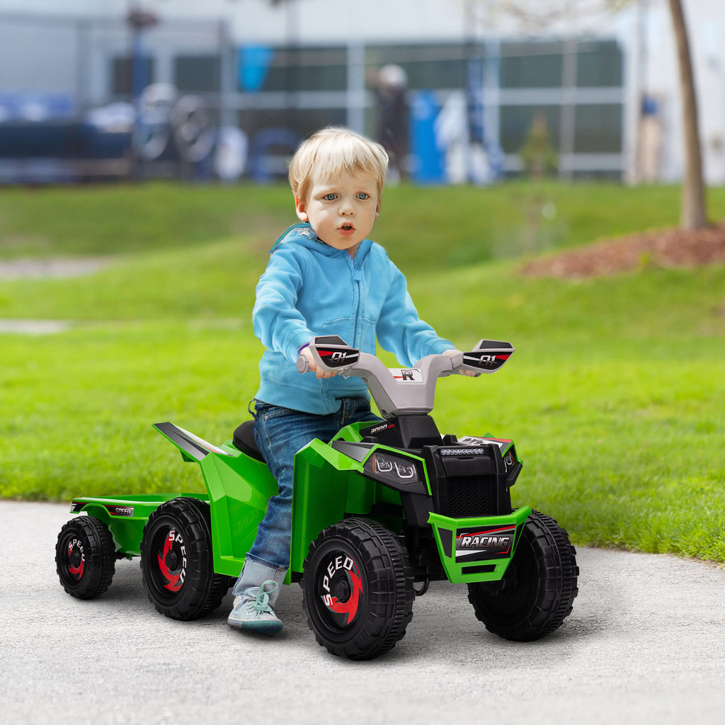 Kinderquad, aufladbar, 2,5 km/h, mit Anh?nger, 50 Min. Fahrzeit, f¨¹r Kinder 1,5 bis 3 Jahre, Gr¨¹n