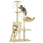 Multi-Level Cat Tower, 134cm Cat Tree with Condo and Sisal Scratching Posts for Indoor Kittens, Beige