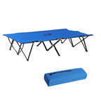 Double Camping Cot Bed, with Bag - Blue