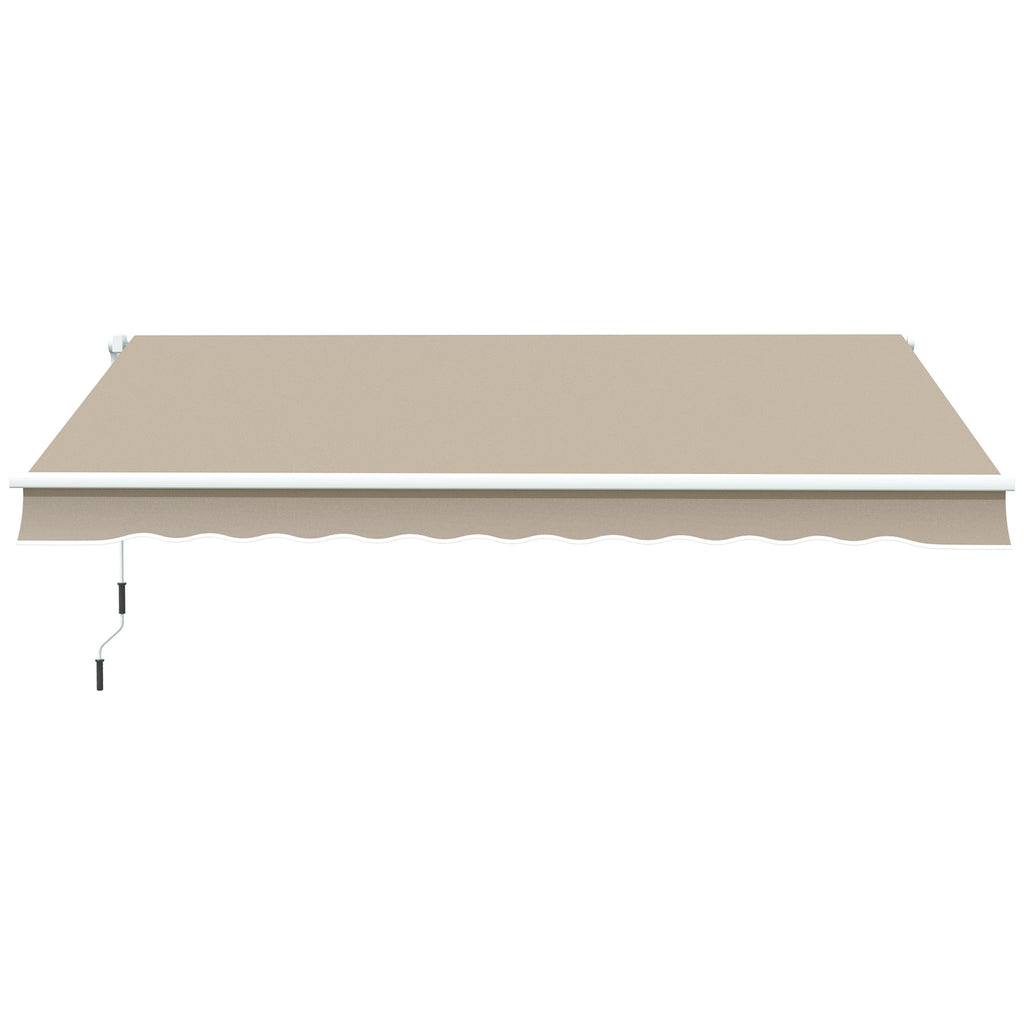 Markise, Sonnenschutz, einfahrbar, mit Handkurbel, Metallrahmen, Polyester, Weiß+Beige, 3,95 x 2,45 m