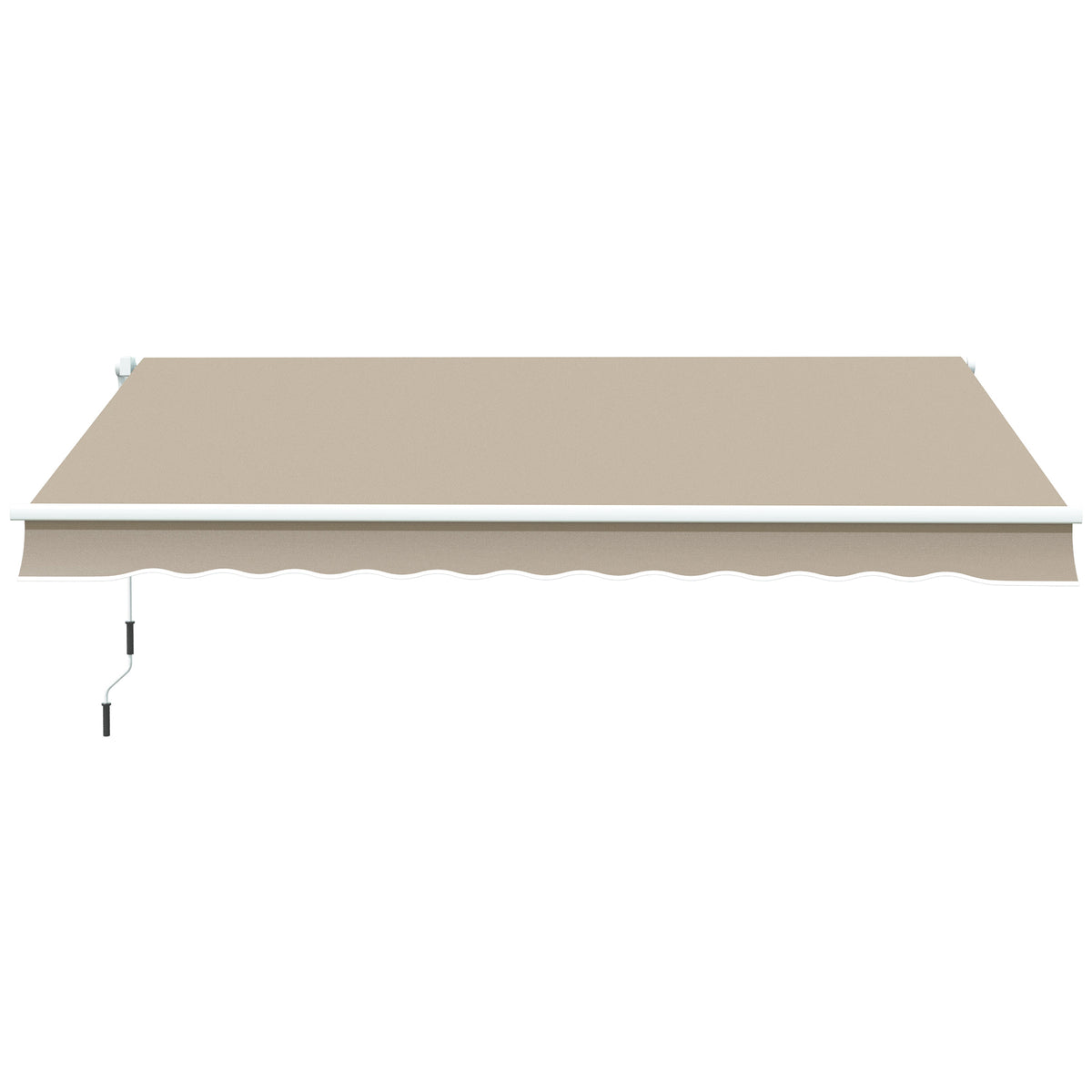 Markise, Sonnenschutz, einfahrbar, mit Handkurbel, Metallrahmen, Polyester, Weiß+Beige, 3,95 x 2,45 m