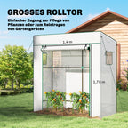 Tomatengewächshaus Rolltor Netzfenster 196 x 77 x 197 cm Weiß