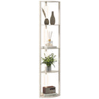 LED Standleuchte, Eckregal, dimmbar, 4 Ablagen, warmweißes Licht, 41x30x164cm, Eiche