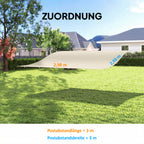 Ersatzdach für Pergola Sonnensegel für Terrassenüberdachung Ersatz-Dachplane für 3 x 3 m Pavillon 298x293 cm Cremeweiß