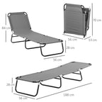 Folding Sun Loungers Set of 2, Outdoor Day Bed with 5-Position Adjustable Backrest, Portable Recliner Garden Chairs with Breathable Mesh for Beach, Patio, Dark Grey