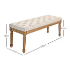 Polsterbank mit Knopfheftung, Bettbank, Vintage Design, 120x41x48cm, Cremewei?