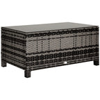 PE Rattan Garden Coffee Table, with Glass Table Top - Grey
