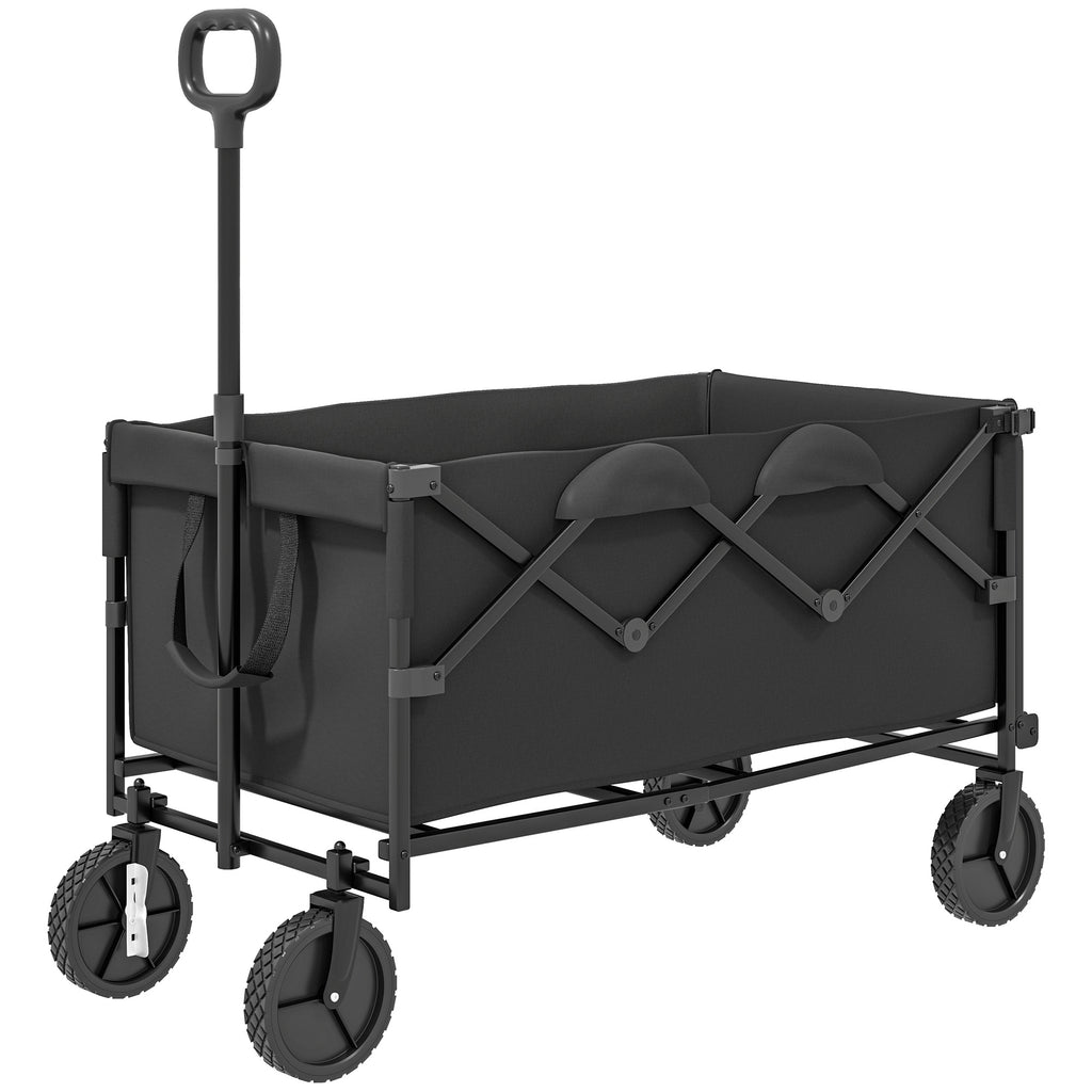 Gartenwagen 100 kg belastbar klappbar Erweiterter Transportwagen mit herausnehmbare Plane Schwarz