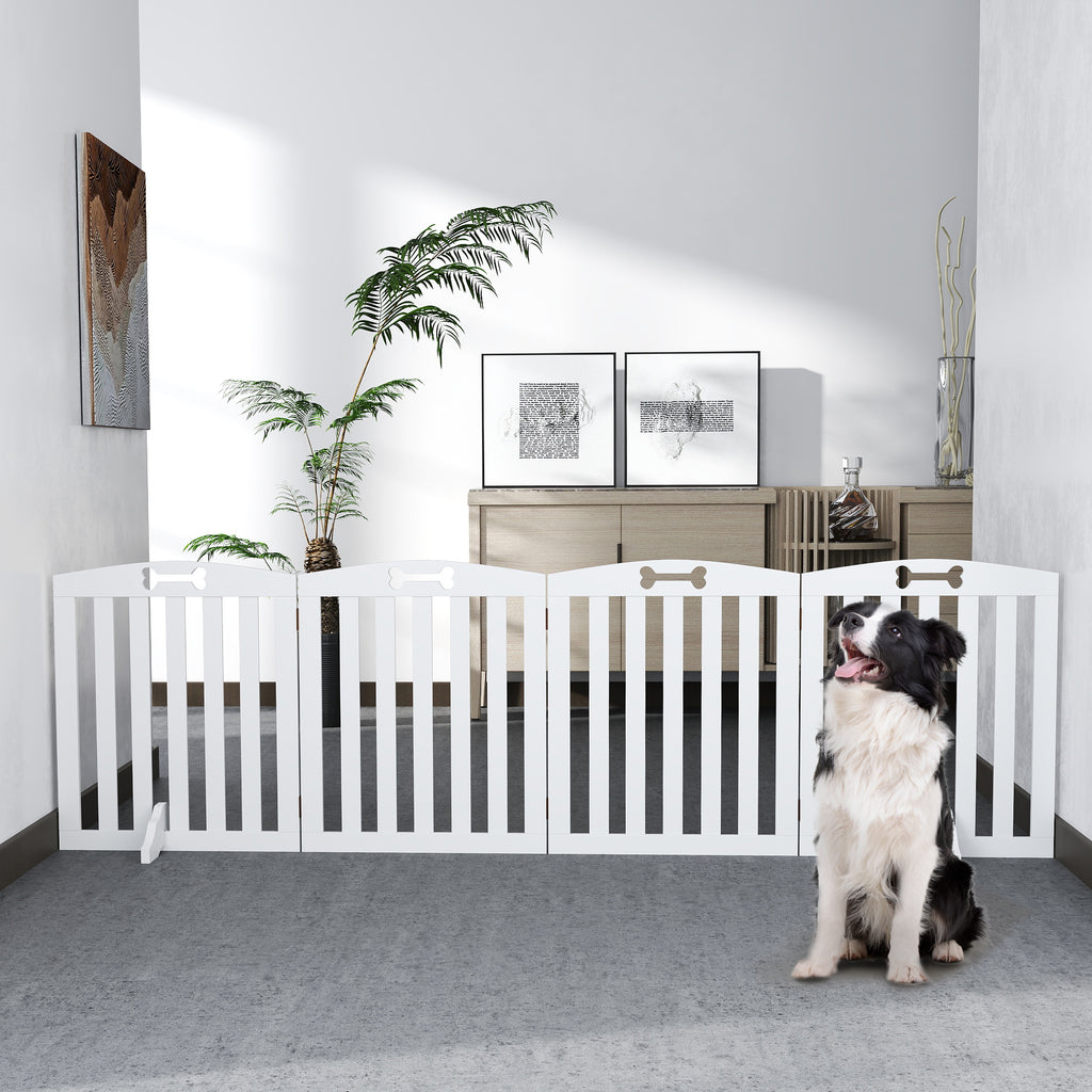 Freistehendes Hundegitter mit Stützfüßen, für Türrahmen, Flur, Treppe, 207,5x 30 x 61 cm, Weiß