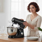 Küchenmaschine Knetmaschine mit 7L Edelstahlschüssel 1400W mit Kippkopf, Knethaken, Schneebesen, Rührbesen