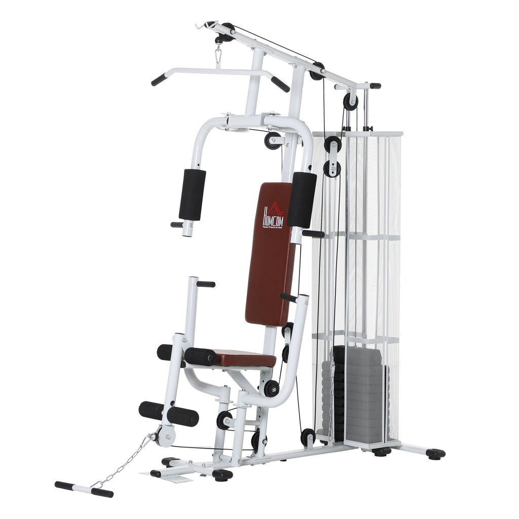 Multifunction Home Gym Weight Training Workout Station Fitness Strength Machine, White