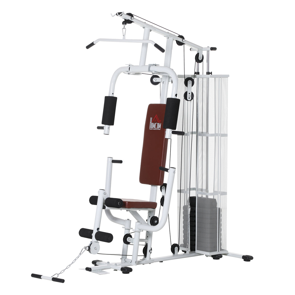 Multifunction Home Gym Weight Training Workout Station Fitness Strength Machine, White