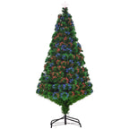 Künstlicher Weihnachtsbaum 150 cm mit Glasfaser künstlich Tannenbaum mit LED Beleuchtung, 180 Spitzen Christbaum Weihnachtsdeko inkl. Metallständer für drinnen
