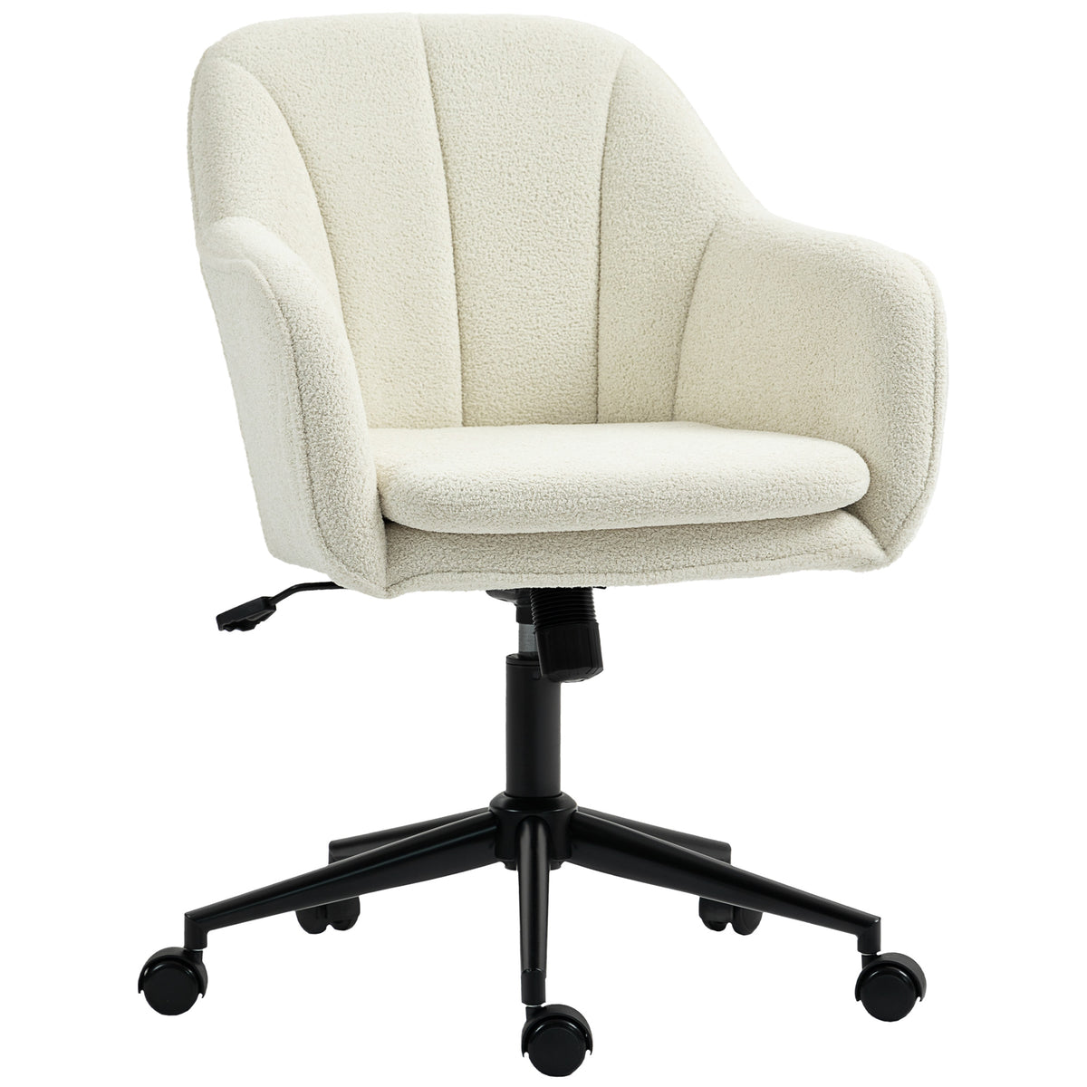 B¨¹rostuhl mit Stoffbezug in Schneeflanelloptik, Schminkstuhl mit gew?lbter R¨¹ckenlehne, f¨¹r Schlafzimmer, Beige