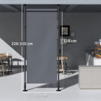 Freistehende Markise, verstellbare L?nge, Montage ohne Bohren, Aluminiumrahmen, 1,2 x 2,2-3,1 m, Dunkelgrau