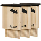 3er-Set Fledermaushaus, wetterbeständig, bis zu 3 Fledermäuse pro Haus, behandeltes Tannenholz, Natur + Schwarz