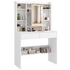 Schminktisch mit Spiegelschrank, LED-Beleuchtung, 2 Schubladen, Weiß