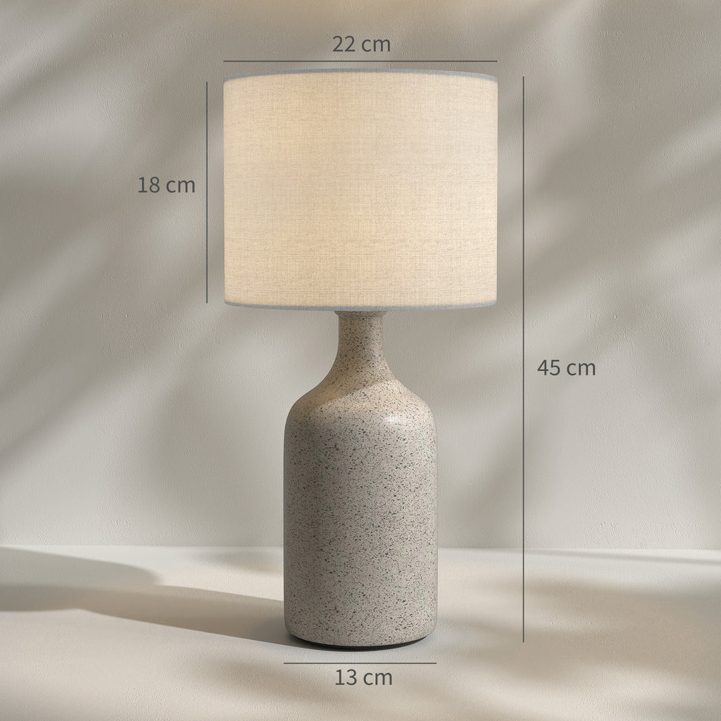 Tischlampe Tischleuchte, Nachttischlampe Schreibtischlampe mit Keramiksockel, Leinenschirm, 22x22x45 cm Sandbraun+Weiß
