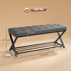 Schuhbank, Eingangsbank mit Kunstlederpolster, Ablage bis 220 kg für Flur, Eingangsbereich, 112 x 37 x 47 cm, Dunkelgrau