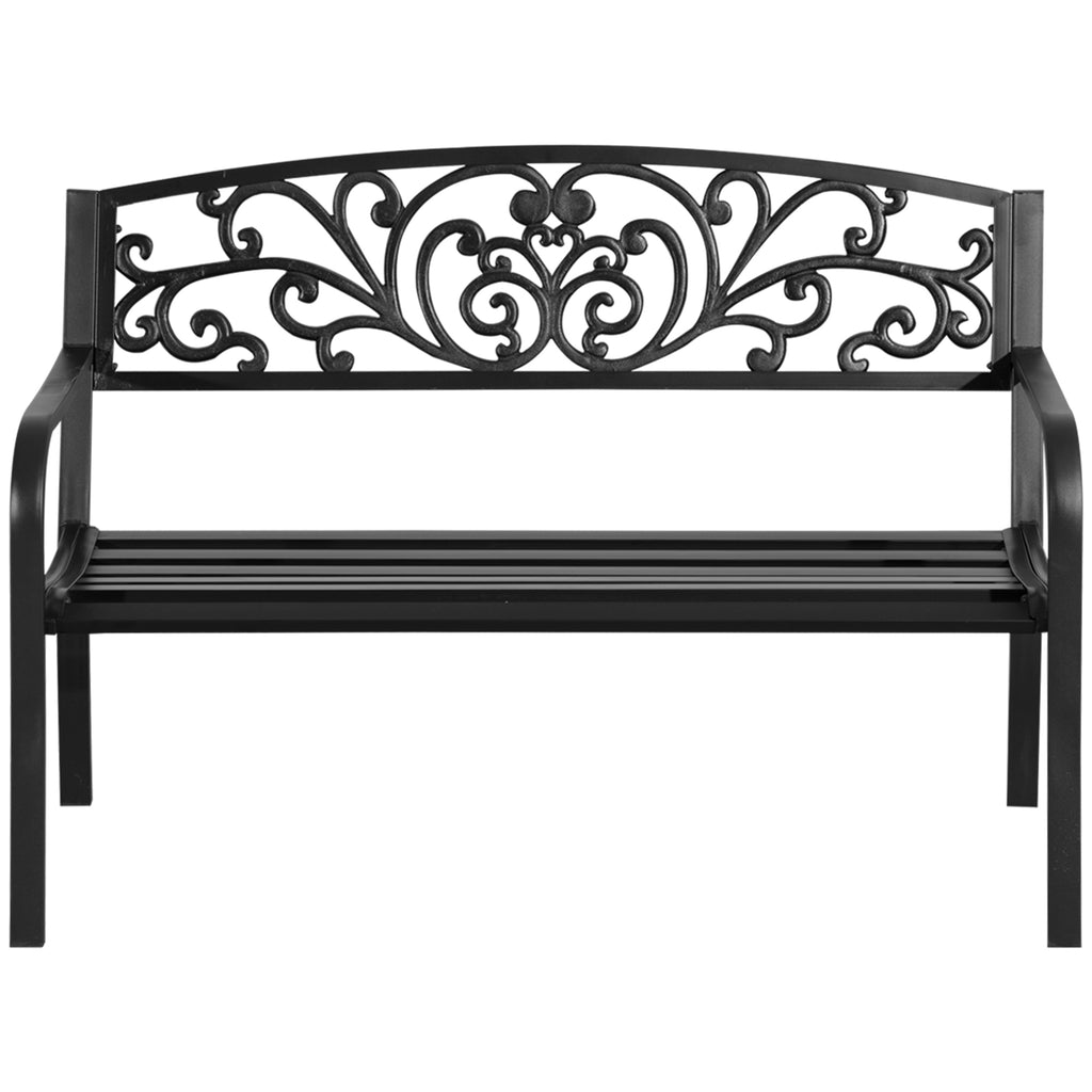 2-Seater Garden Bench, Steel-Black