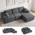 Modulares Ecksofa, L-förmiges Sofa-Bett mit tiefem Sitz, breiten Armlehnen, 2 Kissen, Dunkelgrau