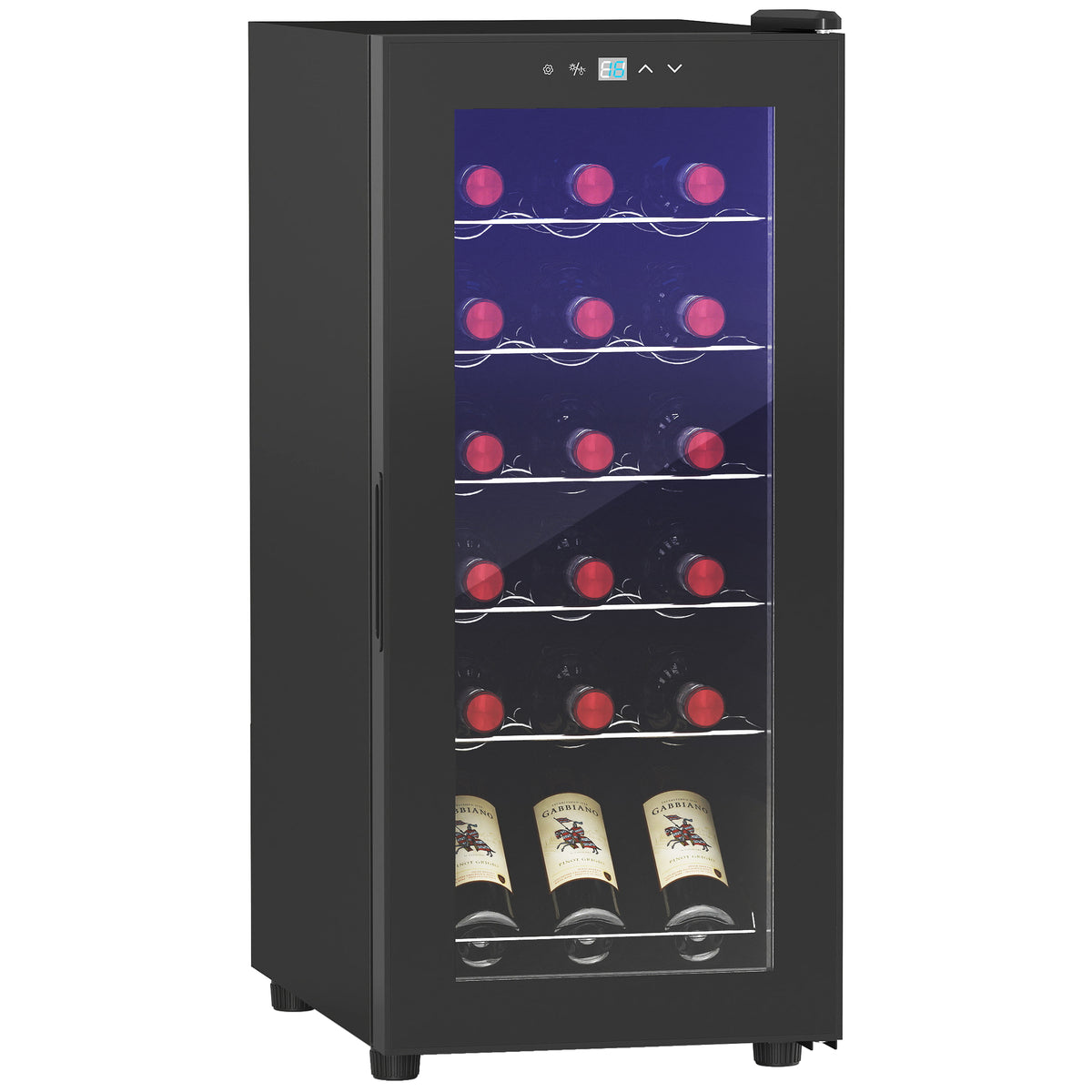 Weinkühlschrank, leise, 5-18°C, Touchscreen, Beleuchtung, 34,5x45x78cm, Schwarz