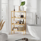 Standregal Bücherregal 4-stufiges Bambusregal Büroregal Lagerregal Aktenregal Küchenregal für Bad Küche Wohnzimmer Schlafzimmer Bambus Natur 62 x 33 x 112 cm