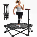 42" Foldable Mini Trampoline, One-Step Fold & Open, Rebounder Trampoline with 3-Level Adjustable Handle for Adults