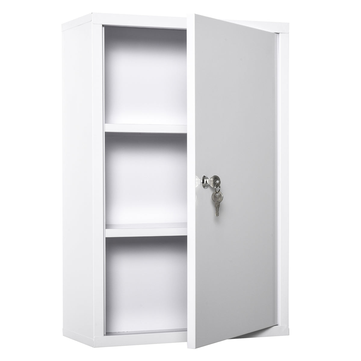  Medizinschrank Arzneischrank zur Medikamenten-Aufbewahrung, Abschließbar Medikamentenschrank Metall mit 3 Fächern Erste-Hilfe-Schrank, 40 x 18 x 60 cm, Weiß