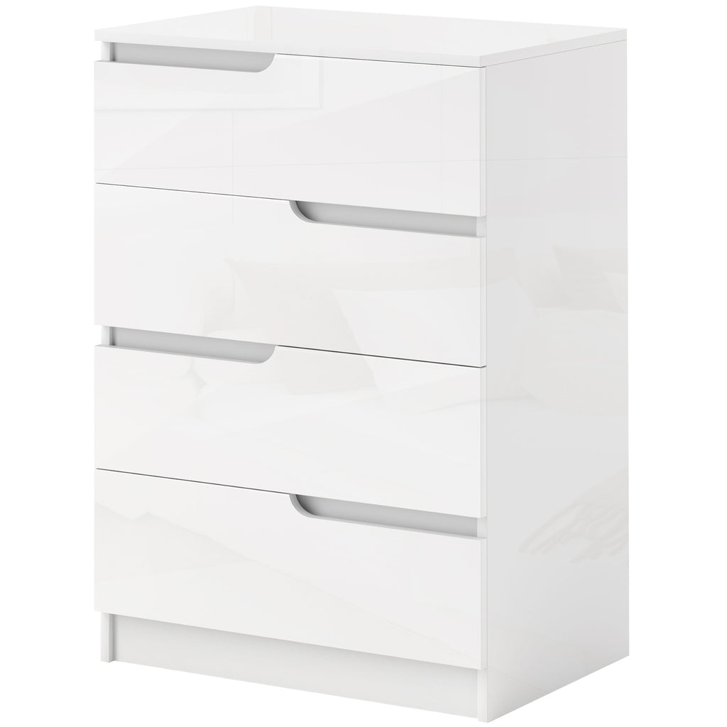 Moderne Kommode, Kleiderschrank, 4 Schubladen, Holz, Kippschutz, Fu?polster, Wei?