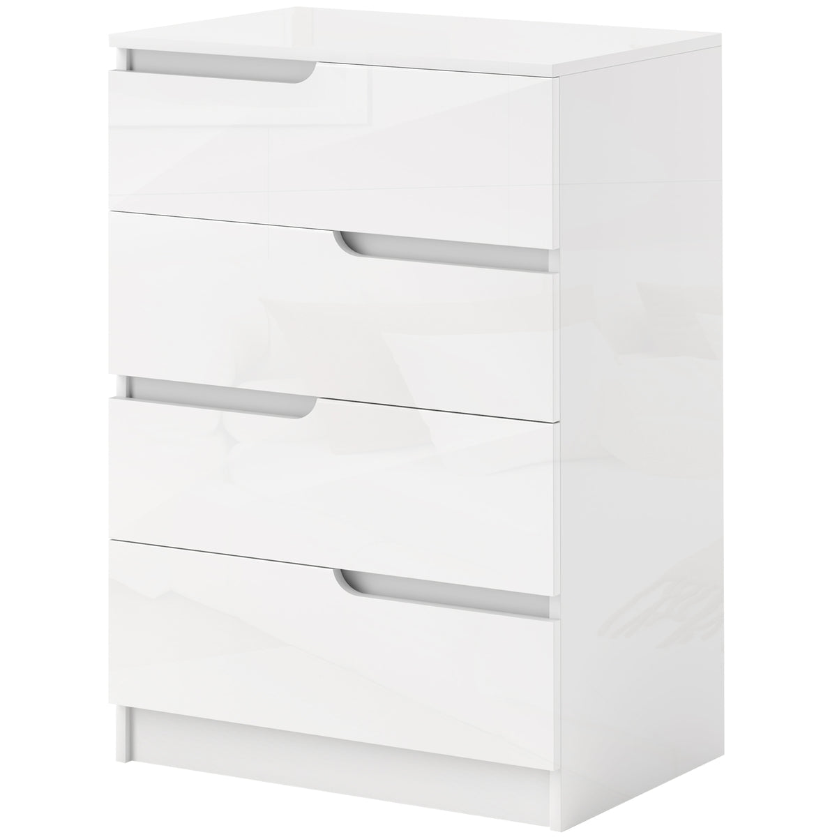 Moderne Kommode, Kleiderschrank, 4 Schubladen, Holz, Kippschutz, Fu?polster, Wei?