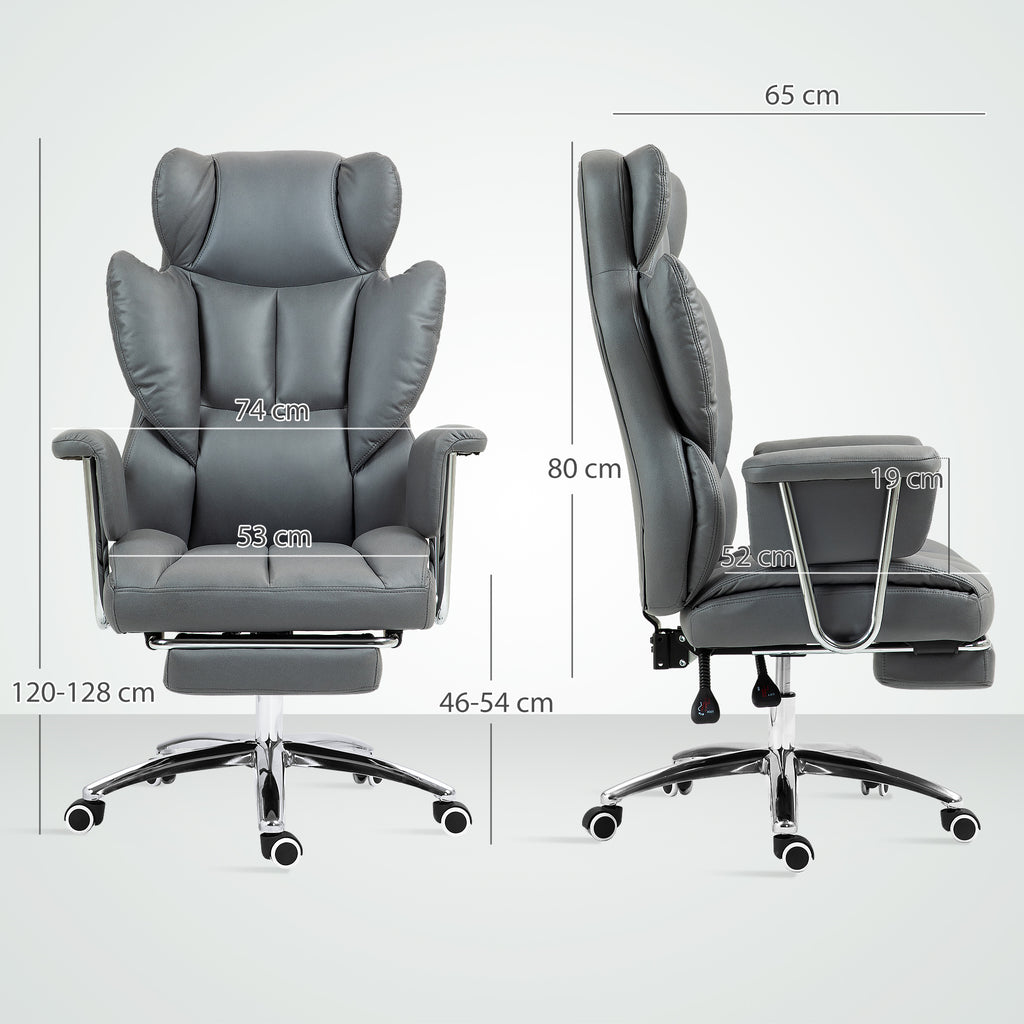 Ergonomischer B¨¹rostuhl, gepolstert, mit Fu?st¨¹tze, verstellbarer Lehne, 360¡ã drehbar, Dunkelgrau
