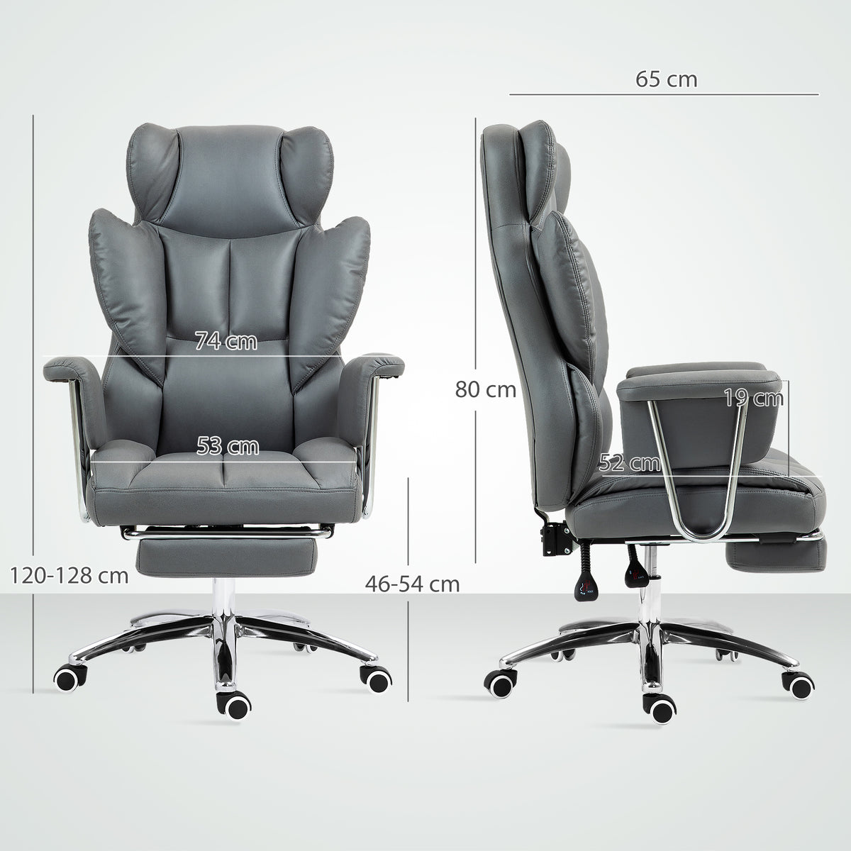 Ergonomischer B¨¹rostuhl, gepolstert, mit Fu?st¨¹tze, verstellbarer Lehne, 360¡ã drehbar, Dunkelgrau