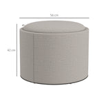 Hocker Polsterhocker, Leinen, versteckter Stauraum, umkehrbarer Deckel, 56cm x 56 cm x 42 cm, Hellgrau + Natur