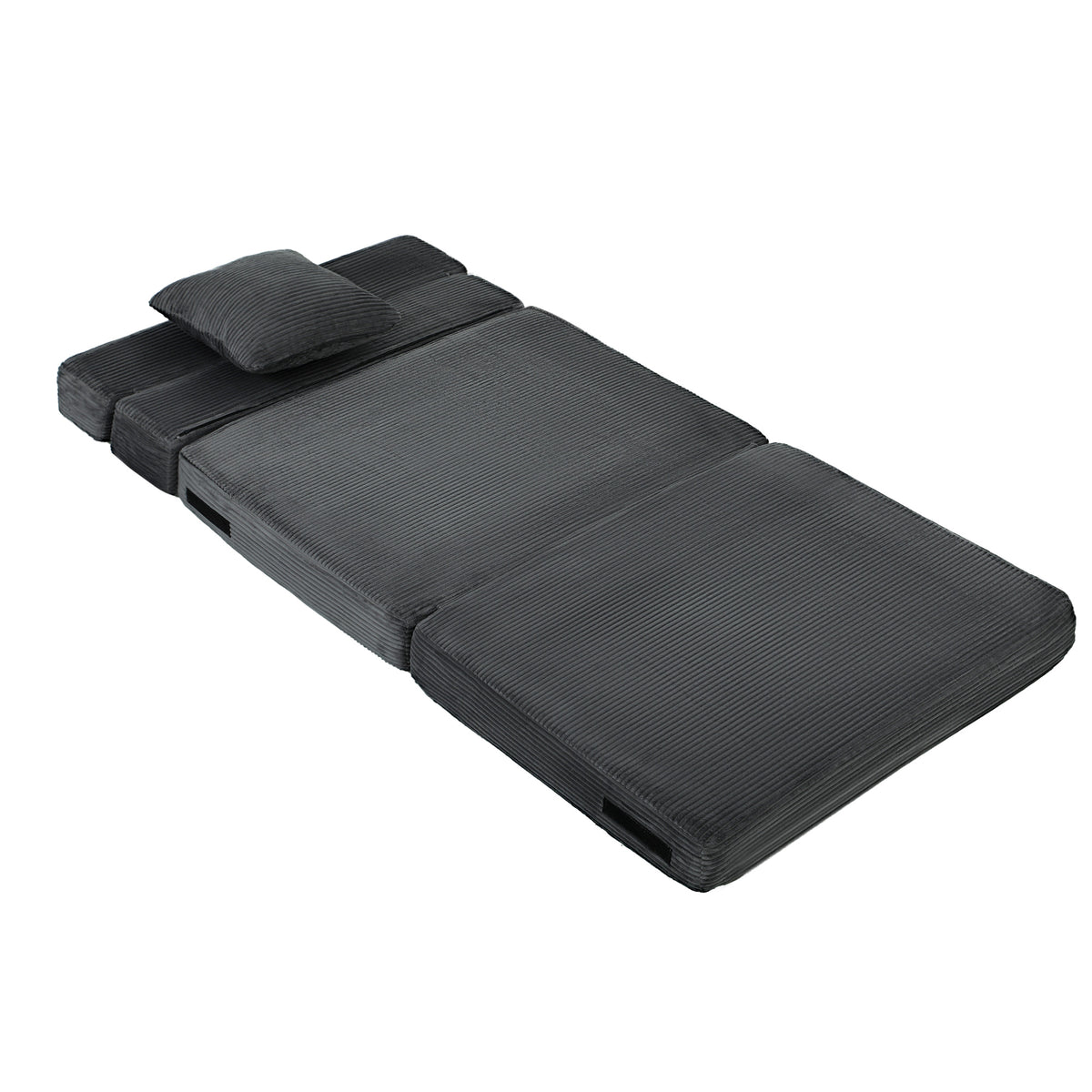 2-in-1 Boneless Cloud Bodenstuhl, klappbares Schlafsessel mit Cord-Optik & Lendenkissen, Dunkelgrau
