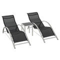 Three-Piece Curved Sun Lounger Set - Black