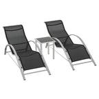 Three-Piece Curved Sun Lounger Set - Black
