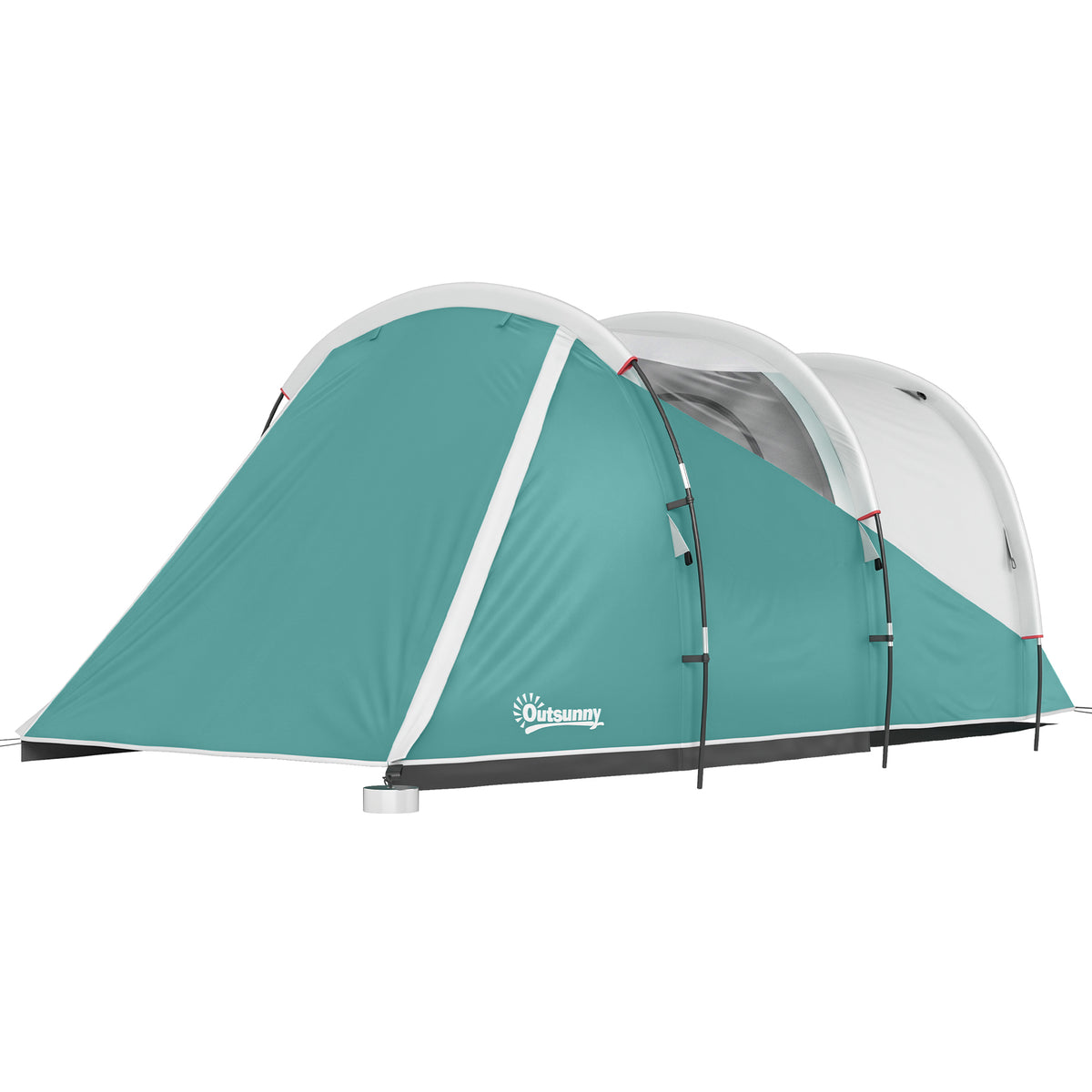 Three-Man, 3000mm Water-Resistant Two-Room Tunnel Tent - Green