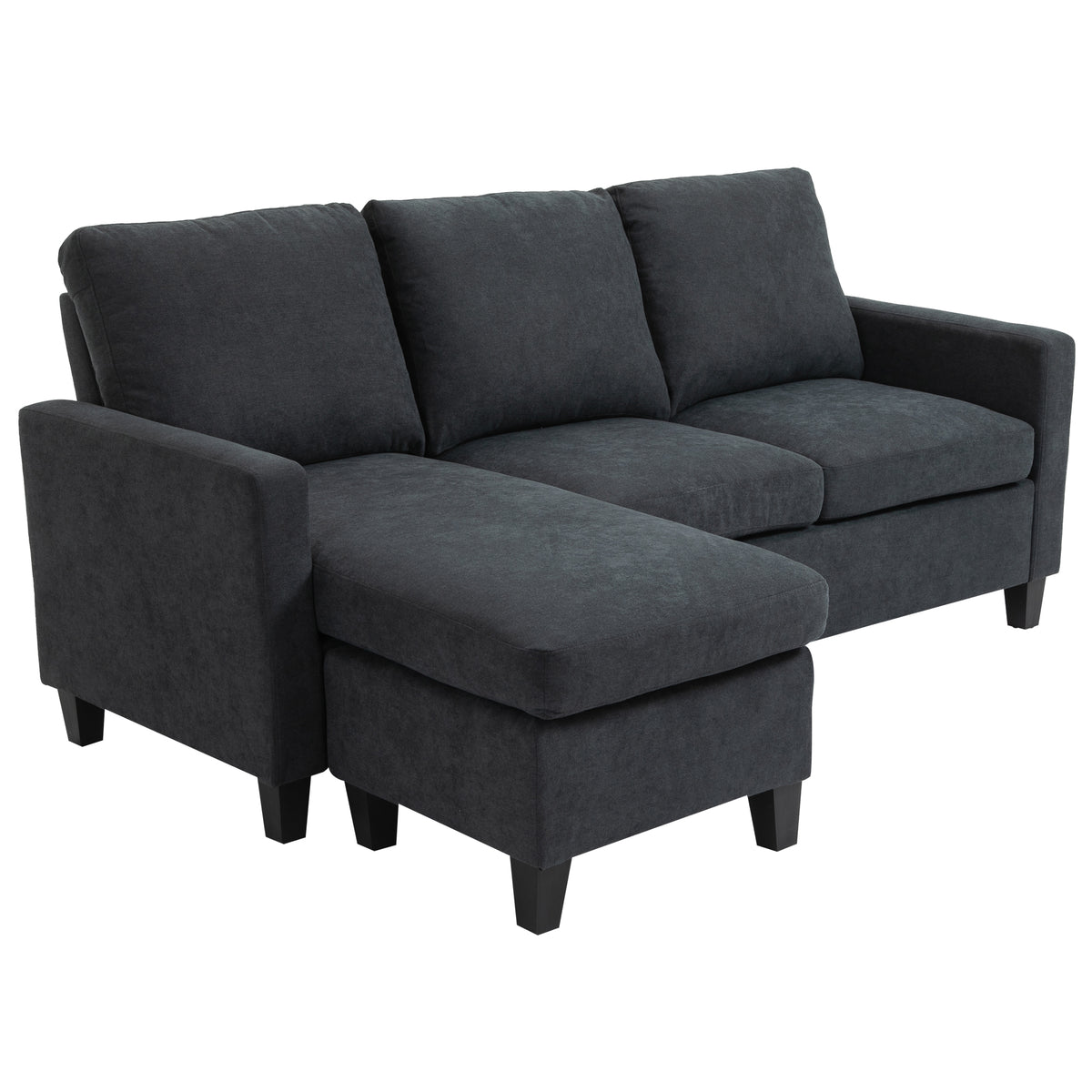 Ecksofa, Couchgarnitur, mit wendbarer Chaiselongue, 197 x 139 x 91cm, dunkelgrau