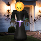 210 cm Aufblasbar Kürbisgeist, Halloween Horror Deko mit LED Beleuchtung, Halloween-Dekoration, Wasserdichte Luftfigur, Polyester, für Indoor, Outdoor