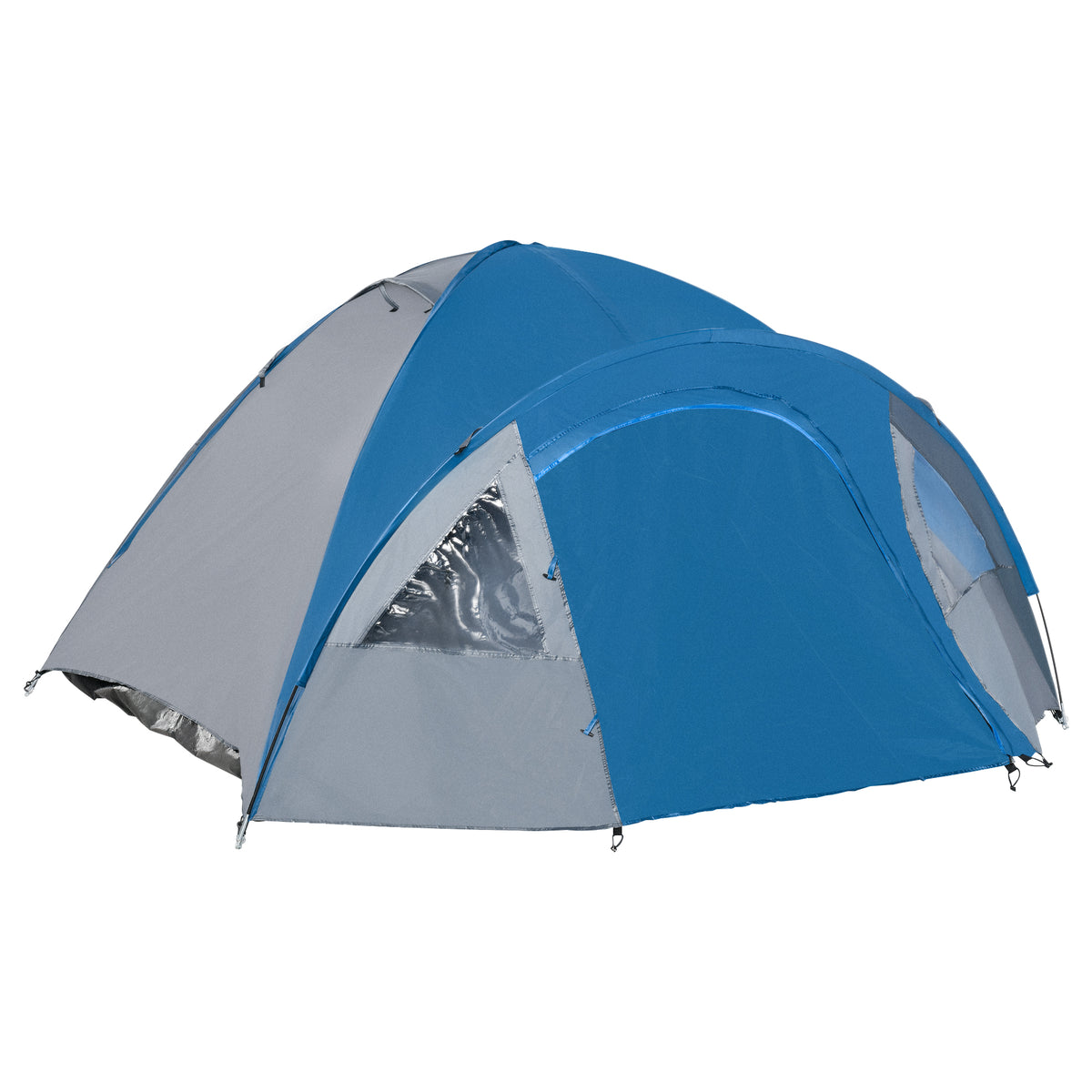 Campingzelt für 3 Personen ganzjährig nutzbar 3,00 x 2,50 x 1,30m Blau+Grau