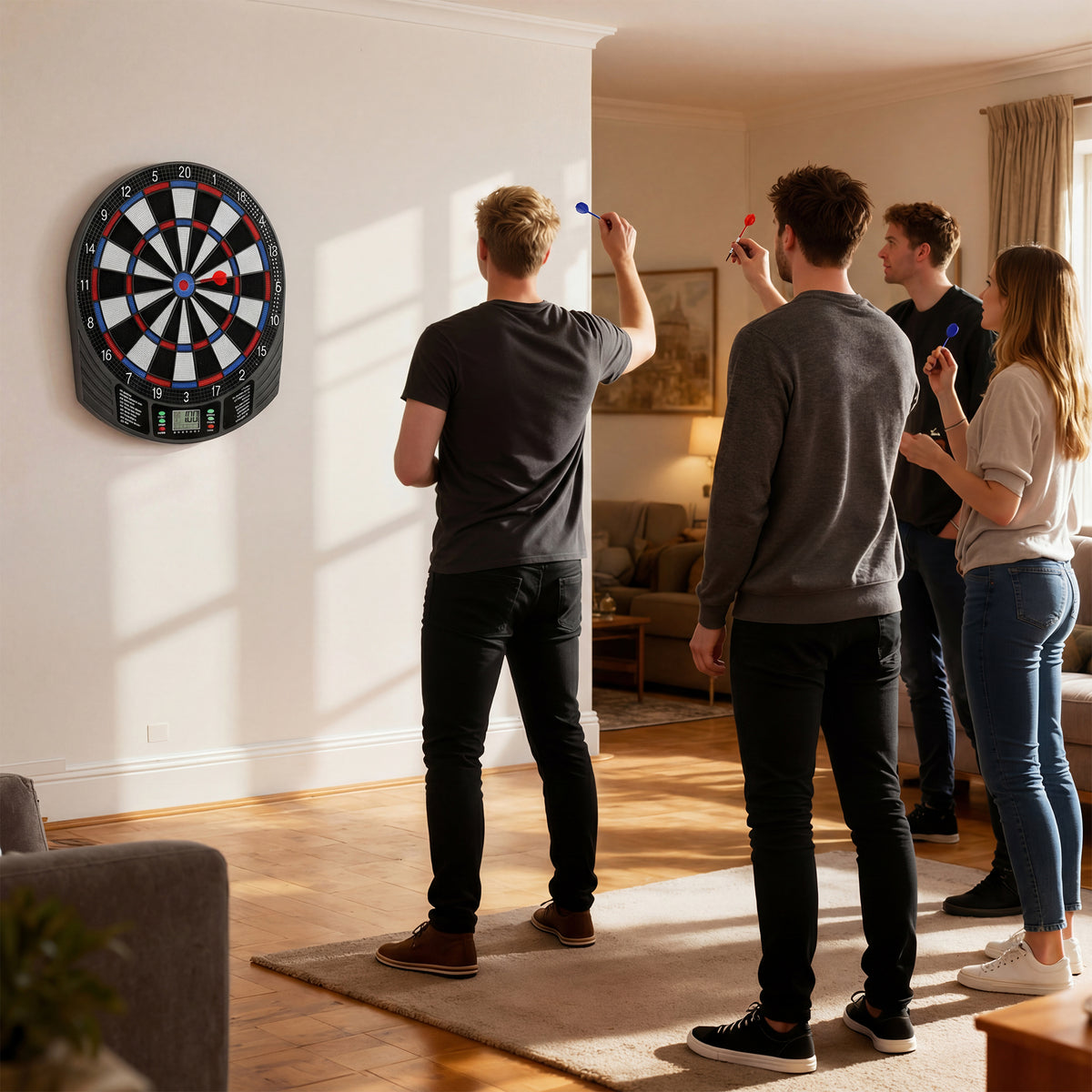 Elektronisches Dartboard für 1-8 Spieler, LCD-Display, 6 Dartsets, Bunt