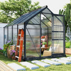 Gewächshaus, Treibhaus, mit Dachfenster, Schiebetür, transparent, Polycarbonat+Aluminium, 190 x 252 x 201cm